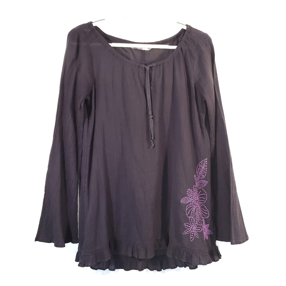 Athleta Purple Embroidered Summer Top